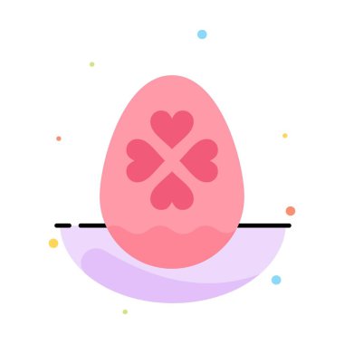 Yumurta, Aşk, Kalp, Paskalya Soyut Düz Renk Simgesi Şablon