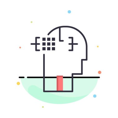 Yapay, Insan, İnsan, Baş İş Logo Şablonu. Düz Renk