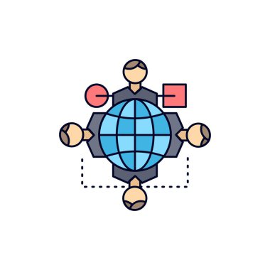 İşlev, öğretim, mantık, çalışma, toplantı Düz Renk Simgesi