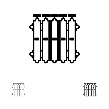 Radyatör, Isıtma, Pil, Sıcak, Isı Kalın ve ince siyah çizgi 