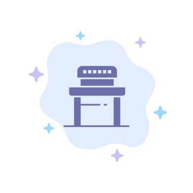 Desk, Student, Chair, School Blue Icon on Abstract Cloud Backgro
