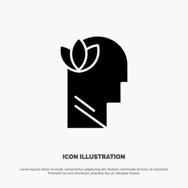 Zihinsel, rahatlama, zihin, baş katı glif simge vektör