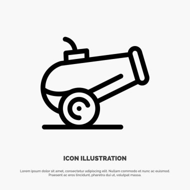 Canon, Weapon Vector Line Icon