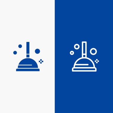Temizleme, İyileştirme, Piston Hattı ve Glyph Solid simgesi Mavi ba