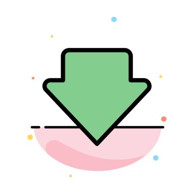 Ok, Aşağı, İndir Soyut Düz Renk Simgesi Şablonu