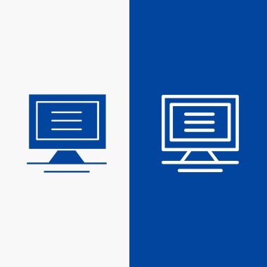 Monitör, Bilgisayar, Donanım Hattı ve Glyph Solid simgesi Mavi banne