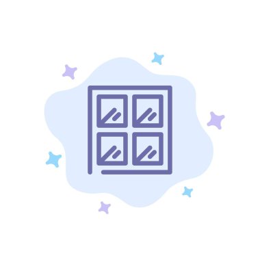 Pencere, İnşaat, Soyut Bulut Backg Üzerinde Bina Mavi Simge