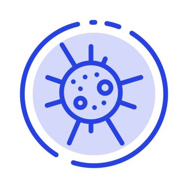 Bakteri, hastalık, virüs mavi noktalı çizgi çizgisi simgesi