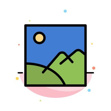 Resim, Galeri, Resim, Güneş Soyut Düz Renk Simgesi Şablonu