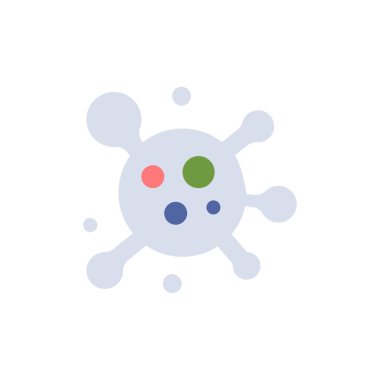 Atom, molekül, bilim yassı renk simgesi. Vektör simgesi afiş Tem