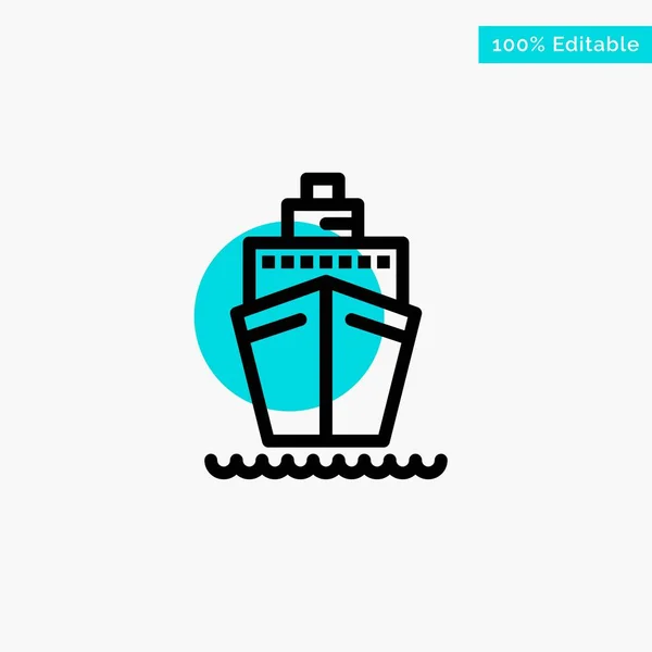 Csónak, hajó, közlekedés, hajó türkiz kiemelése kör pont V — Stock Vector