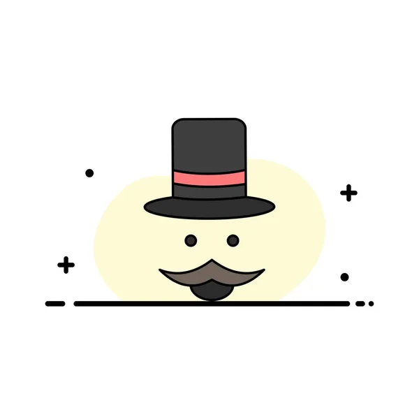 Bigote, Hipster, movember, sombrero, hombres Flat Color Icon Vector — Archivo Imágenes Vectoriales