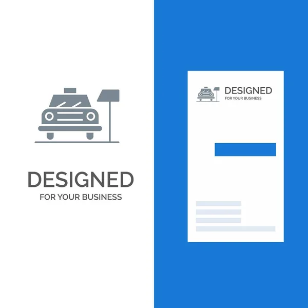 Coche, Aparcamiento, Hotel, Servicio Diseño de Logo Gris y Tarjeta de visita — Vector de stock