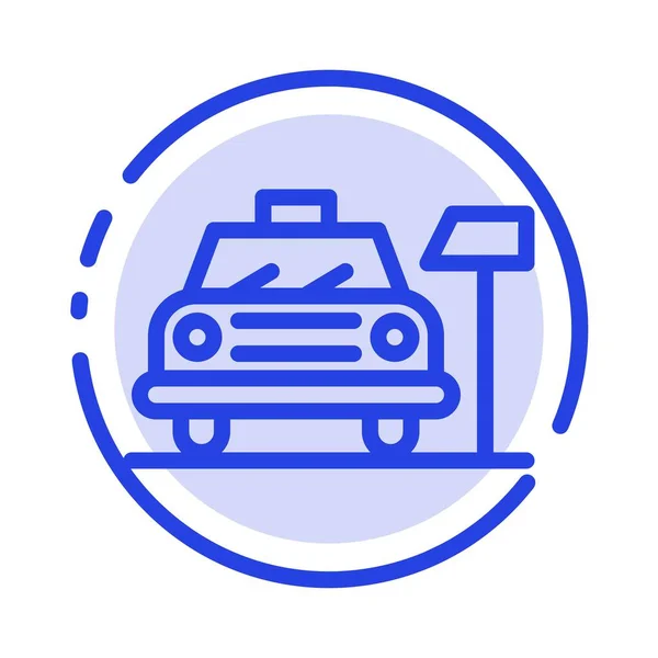 Car, Parking, Hotel, Service Blue Dotted Line Icon — стоковый вектор