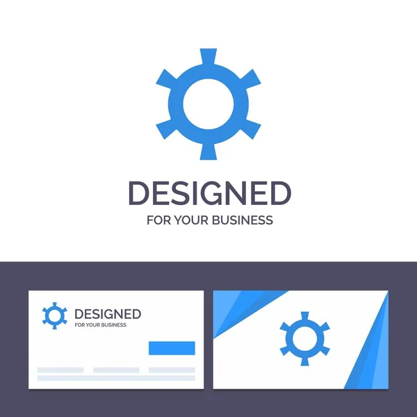 Modèle de carte de visite créative et logo Cog, engrenage, réglage Vect — Image vectorielle