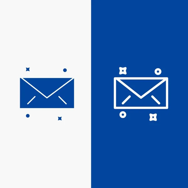 Ikona wiadomości, poczty, linii E-mail i glifów niebieska linia banerów — Wektor stockowy