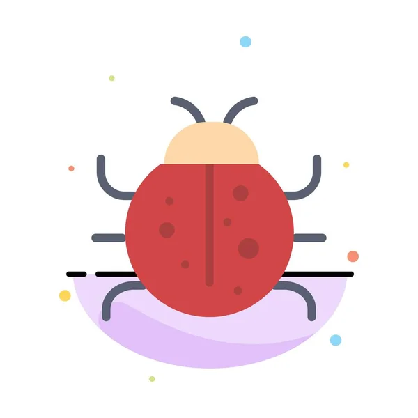 Cute, Insect, Ladybug, Nature, Spring Abstract Flat Color Icon T — Stock Vector