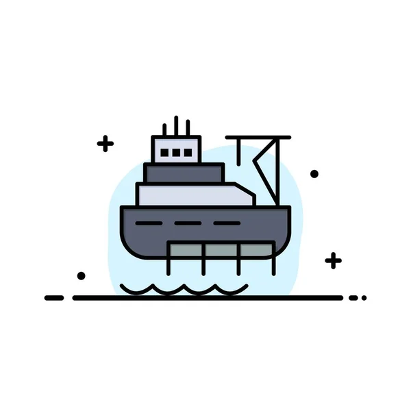 船舶、船、货、营造业扁平线 — 图库矢量图片