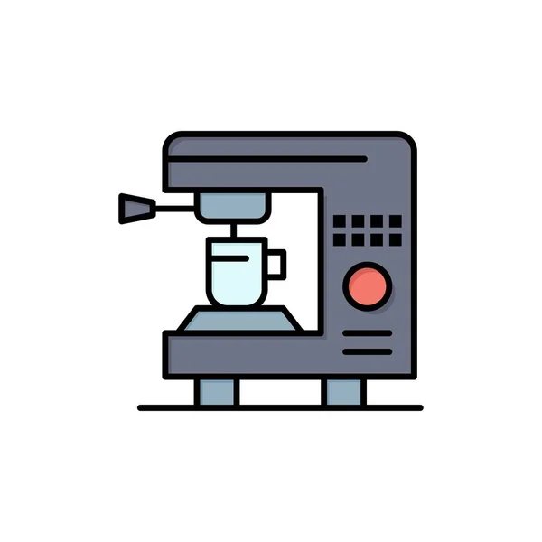 咖啡, 电, 首页, 机器平面颜色图标.矢量图标 ba — 图库矢量图片