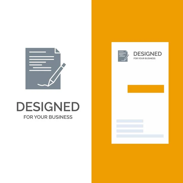 契約、紙、文書、メモ、レポートグレーのロゴデザインと Bu — ストックベクタ