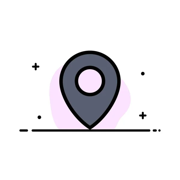 Lo0cation, Map, Pin Business Flat Line Filled Icon Vector Banne — стоковый вектор