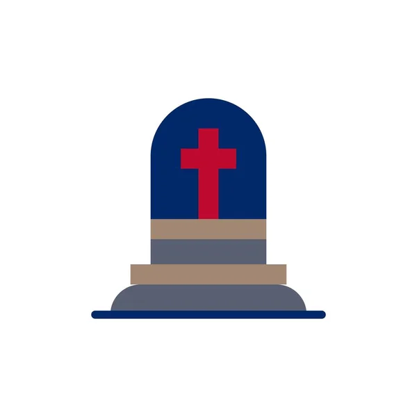 Death, Grave, Gravestone, Rip  Flat Color Icon. Vector icon bann — Stock Vector