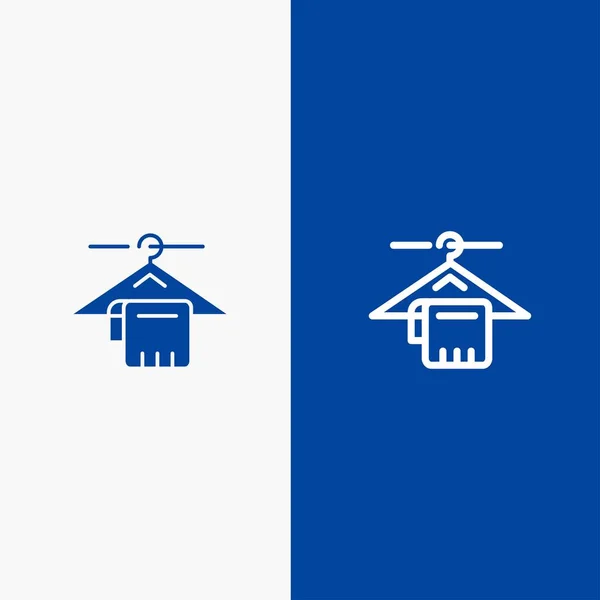 Hanger, handdoek, service, Hotel lijn en glyph Solid icon blauw verbod — Stockvector