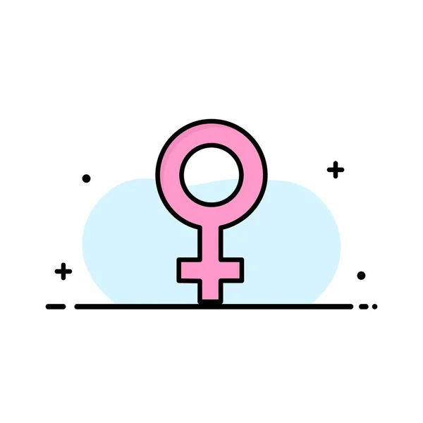 Femme, symbole, genre Entreprise Ligne plate remplie icône vectorielle Ba — Image vectorielle