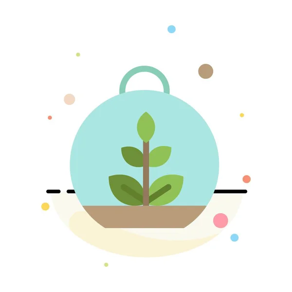 Rostoucí, listová, rostlina, jarní abstraktní šablona ikon s plochými barvami — Stockový vektor