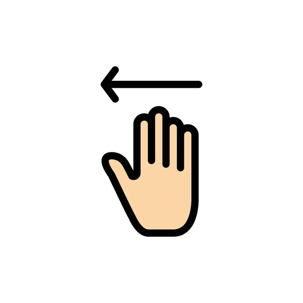 Hand, pijl, gebaren, linker platte kleur pictogram. Vector pictogram banner — Stockvector