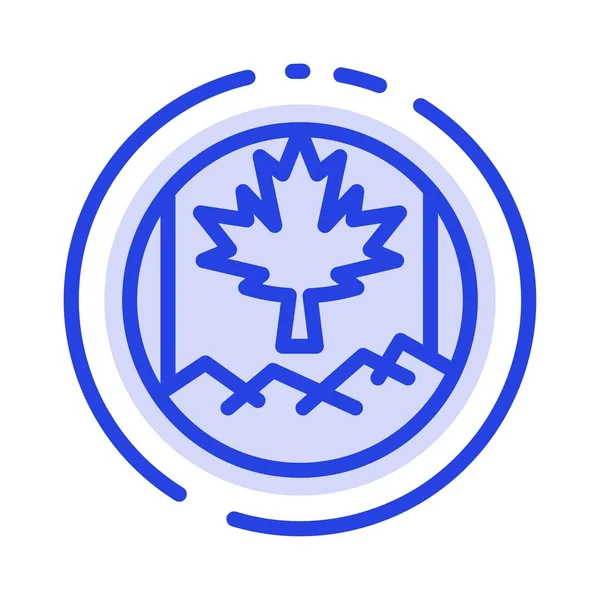 Canadá, Hoja, bandera azul punteado línea icono — Archivo Imágenes Vectoriales