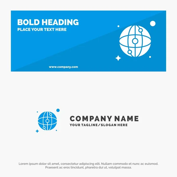 Mundo, Mapa, Red SOlid Icono Sitio Web Banner y Logo del Negocio — Vector de stock