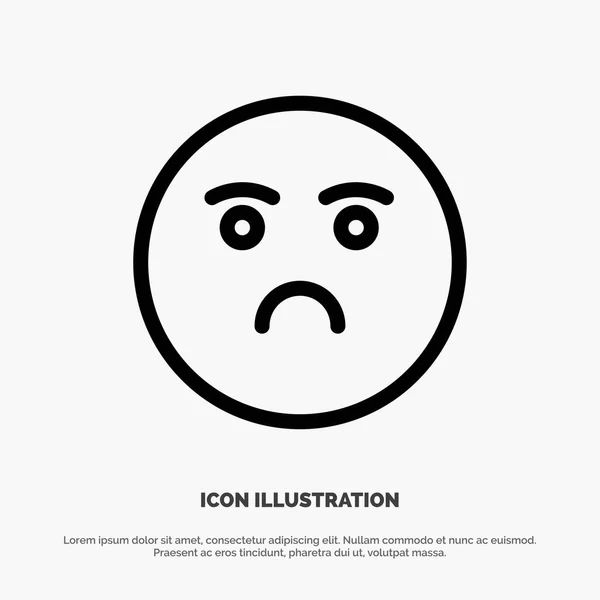 Emojis, Emotion, Feeling, Sad Line Icon Vector