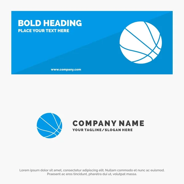 Bildung, Ball, Basketball solide Ikone Website Banner und Geschäft — Stockvektor
