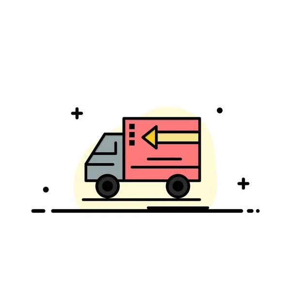 Camión, entrega, mercancías, vehículo negocio línea plana llena icono — Vector de stock