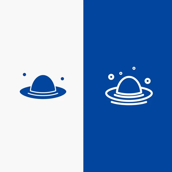 Καπάκι, μόδα, Hat, άνοιξη γραμμή και γλύφου συμπαγές εικονίδιο μπλε banner — Διανυσματικό Αρχείο
