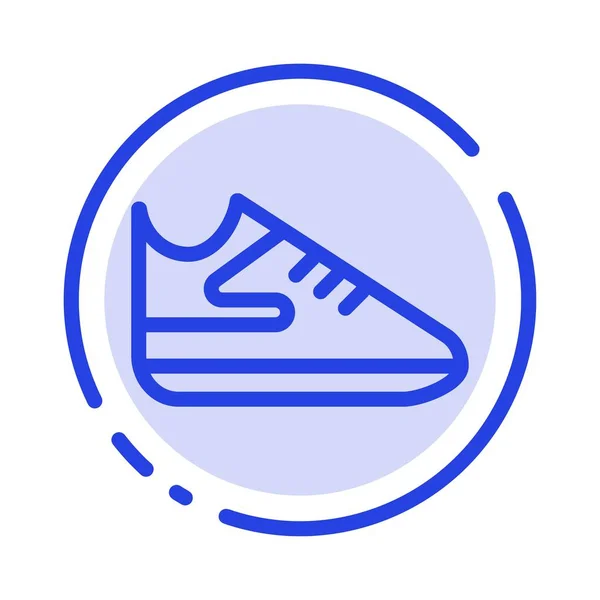 Ejercicio, Zapatos, Deportes Blue Dotted Line Icono — Archivo Imágenes Vectoriales