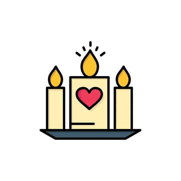 Svíčka, láska, srdce, svatební ikona. Vektorové ikony nepřekoná — Stockový vektor