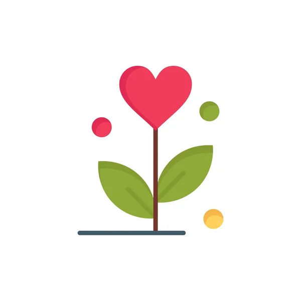 Liefde, bloem, bruiloft, hart platte kleur pictogram. Vector Icon Banne — Stockvector