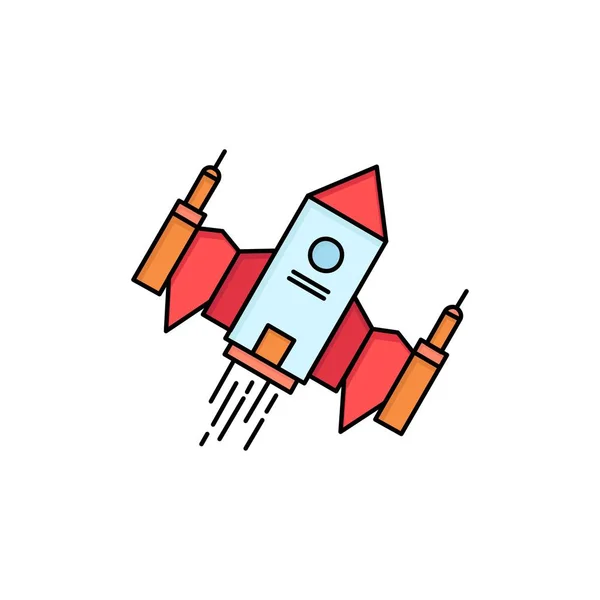 Spacecraft, spaceship, ship, space, alien Flat Color Icon Vector — Stock Vector