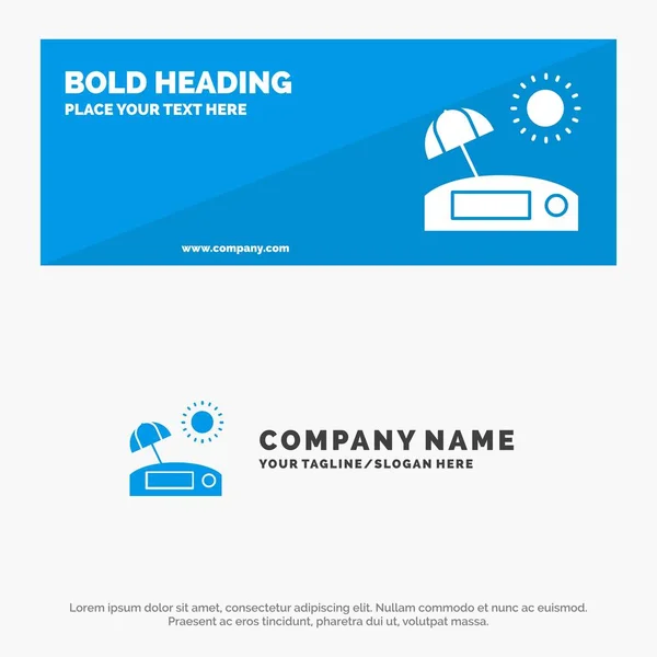 Web SOlid Ícone Website Banner e Business Logo Template — Vetor de Stock
