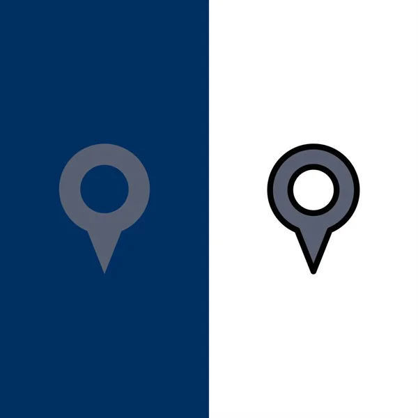 Ubicación geográfica, Ubicación, Mapa, Pin Iconos. Ic plano y lleno de línea — Vector de stock