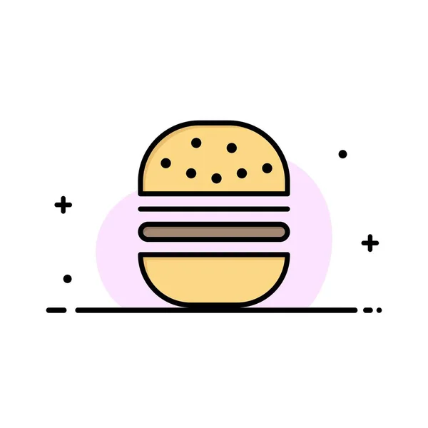 Burger, Fast food, Fast, Food Business Flat Line Icon Ve enchido — Vetor de Stock