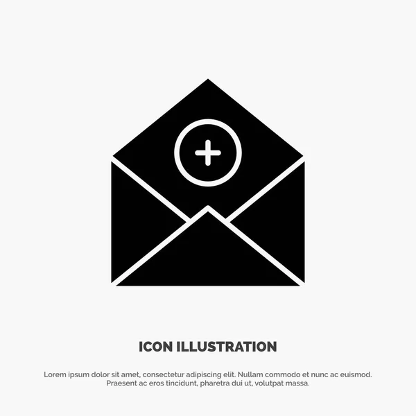 Ajouter, Ajouter-Mail, Communication, Email, Courrier vecto Glyph Icon solide — Image vectorielle