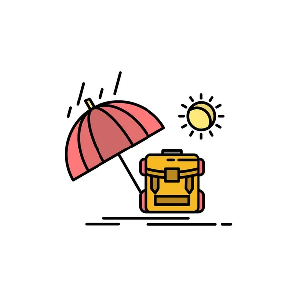 Lato, plecak, słońce, sezon płaski kolor ikona. Ikona wektorowa Bann — Wektor stockowy