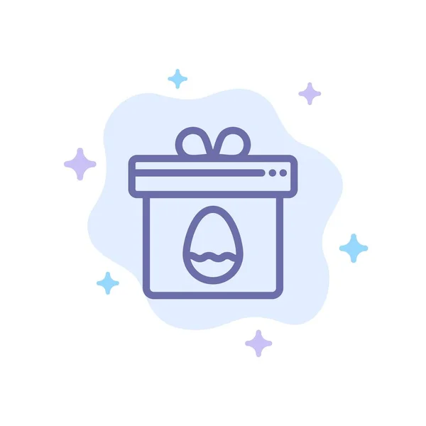 Geschenk, Schachtel, Ei, osterblaues Symbol auf abstraktem Wolkenhintergrund — Stockvektor