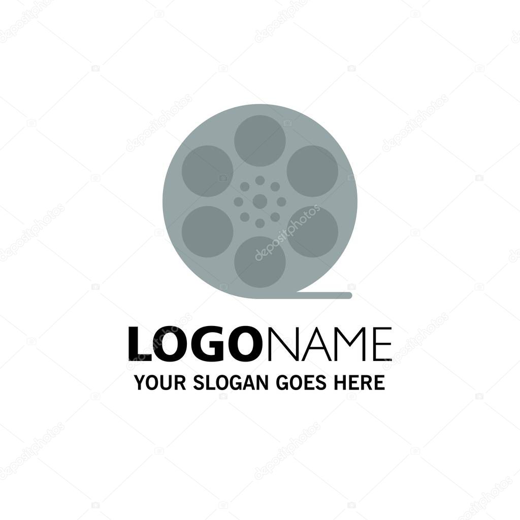 Movies, Play, Video, American Business Logo Template. Flat Color