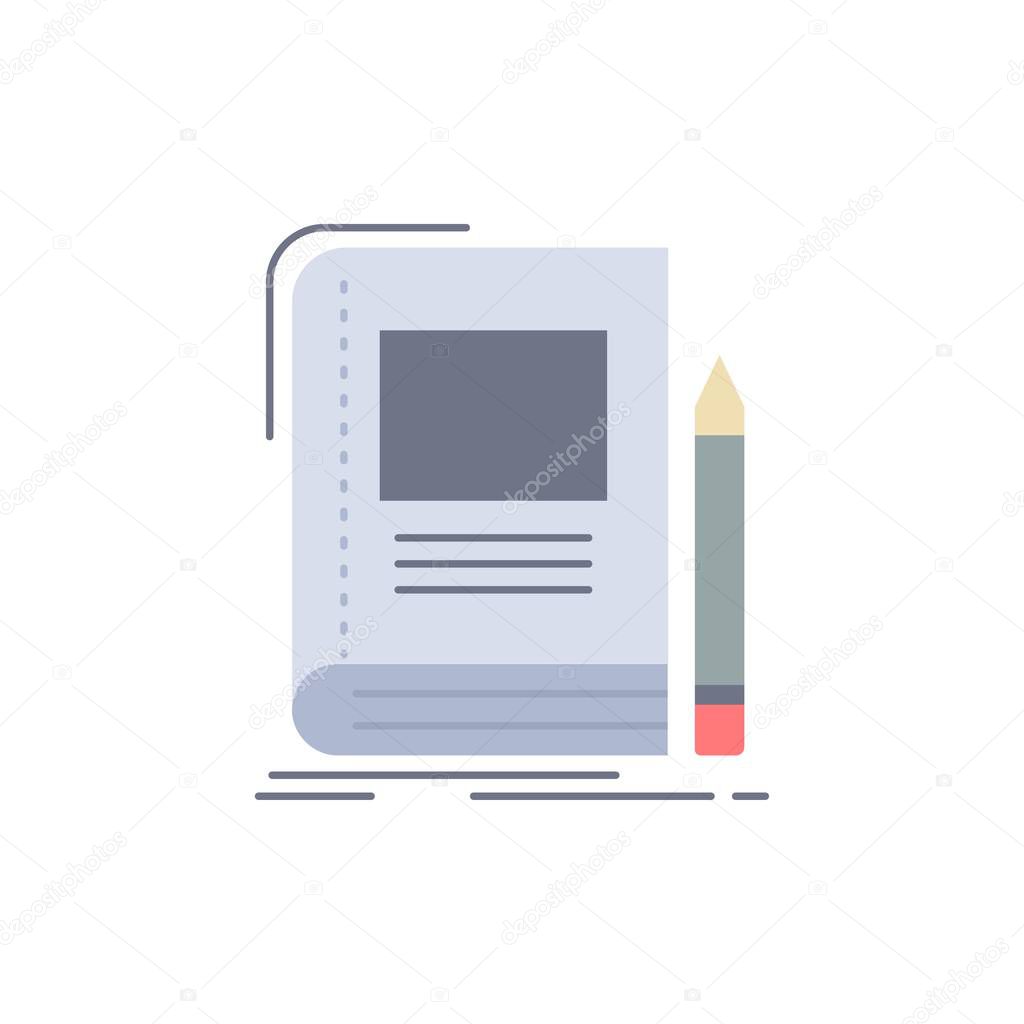 Book, business, education, notebook, school Flat Color Icon Vect