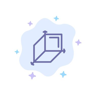 3d, Kutu, Cuboid, Soyut Bulut Arka Plan Tasarım Mavi Simge