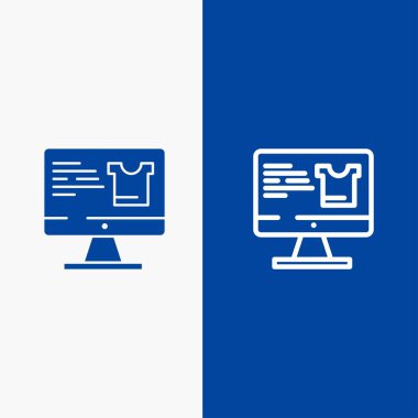 Bilgisayar, Ekran, Monitör, Alışveriş Hattı ve Glyph Solid simgesi Bl